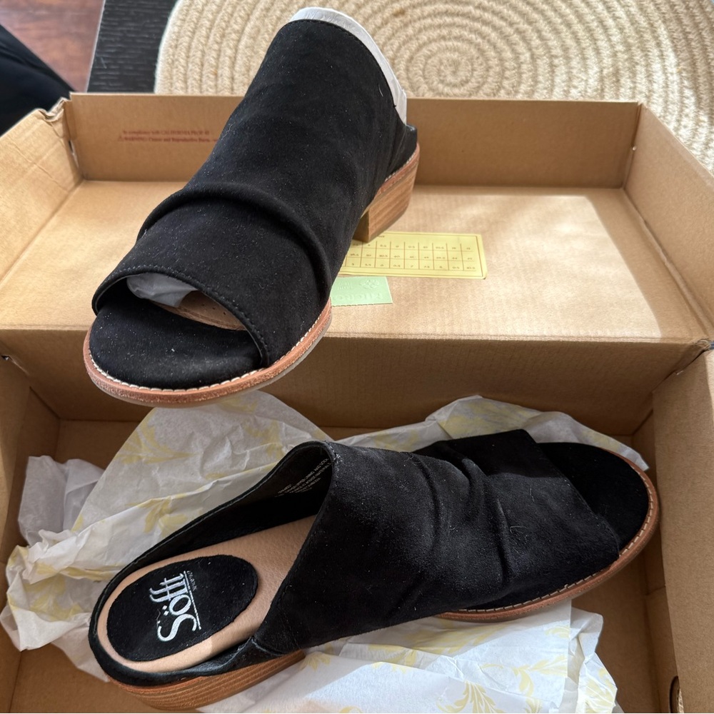 Sofft Black Suede Open-Toe Mules